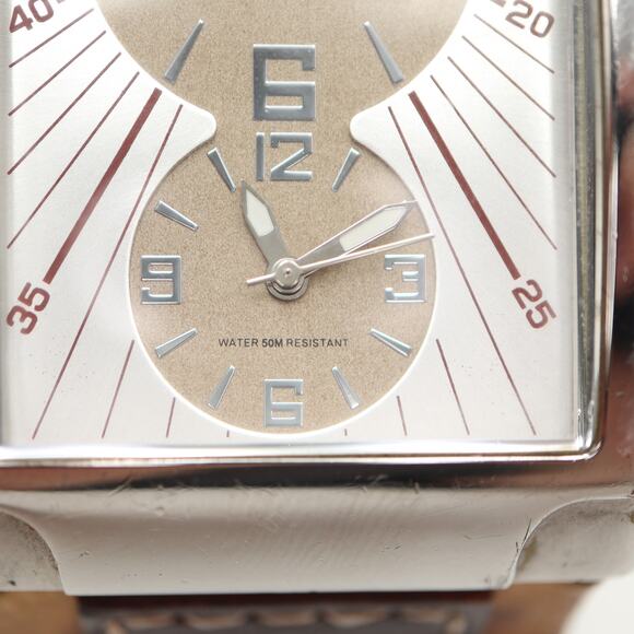 Kenneth Cole Reaction Mens Dual Time Multi Dial Tank Watch 38mm Leather Strap - Picture 6 of 16